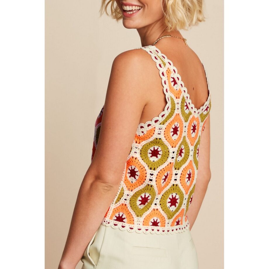 King Louie 08971 Janis Top Fray Crochet orchid pink