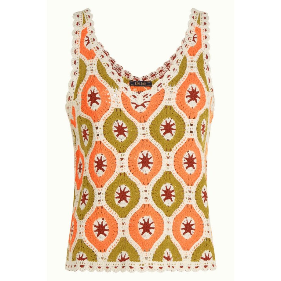King Louie 08971 Janis Top Fray Crochet orchid pink