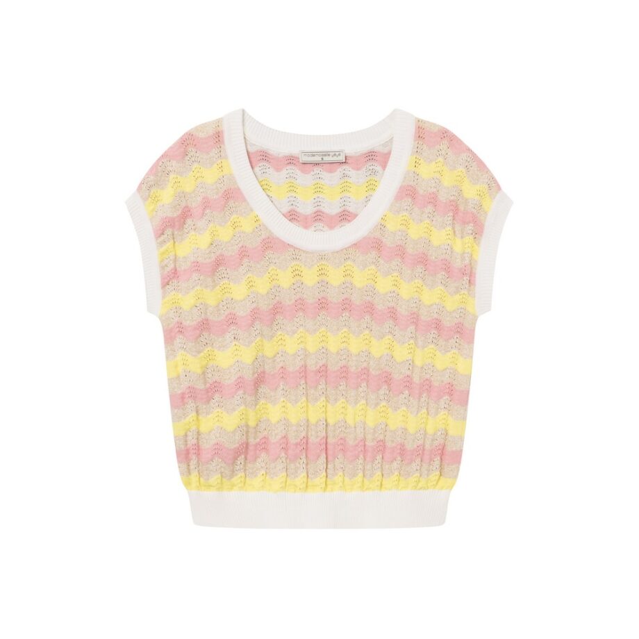 Mademoiselle Yeye 41300 Shirt LA VAGUE TOP multi waves canari pink
