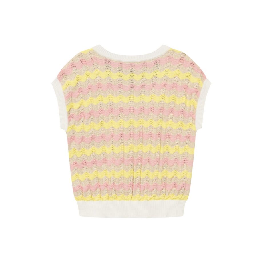 Mademoiselle Yeye 41300 Shirt LA VAGUE TOP multi waves canari pink