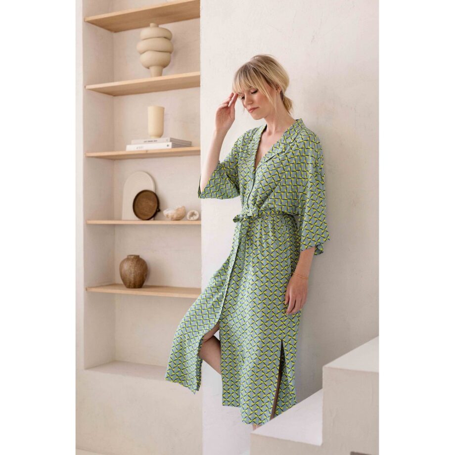 Zilch Kleid Sommerkleid Dress with Belt rectangle lemon