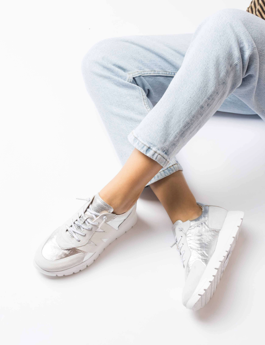 Wonders A-2464 Plateau Sneaker silber