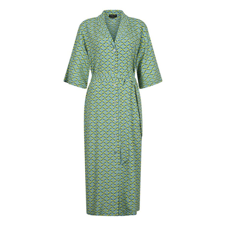Zilch Kleid Sommerkleid Dress with Belt rectangle lemon