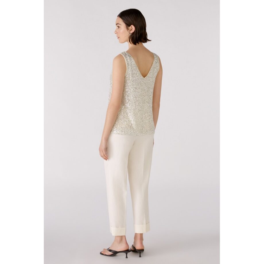 Oui 88306 Top Paillettentop creme