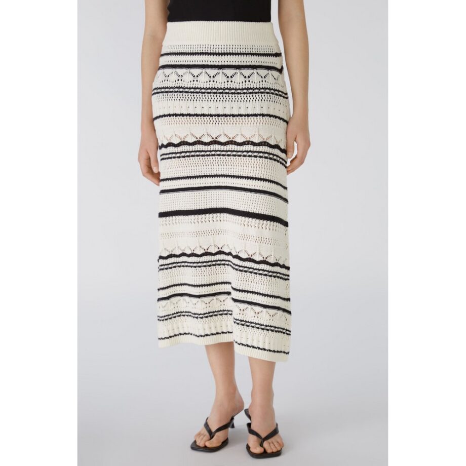 Oui 88713 MIDIROCK Strickrock offwhite black