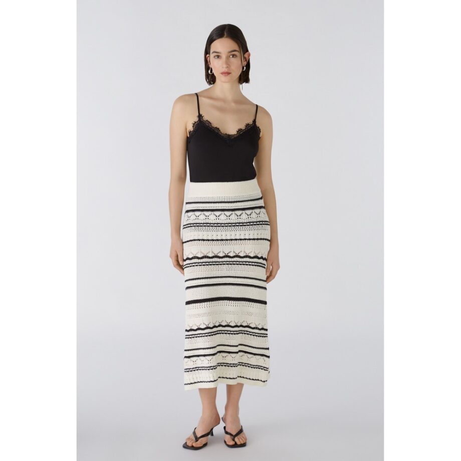 Oui 88713 MIDIROCK Strickrock offwhite black