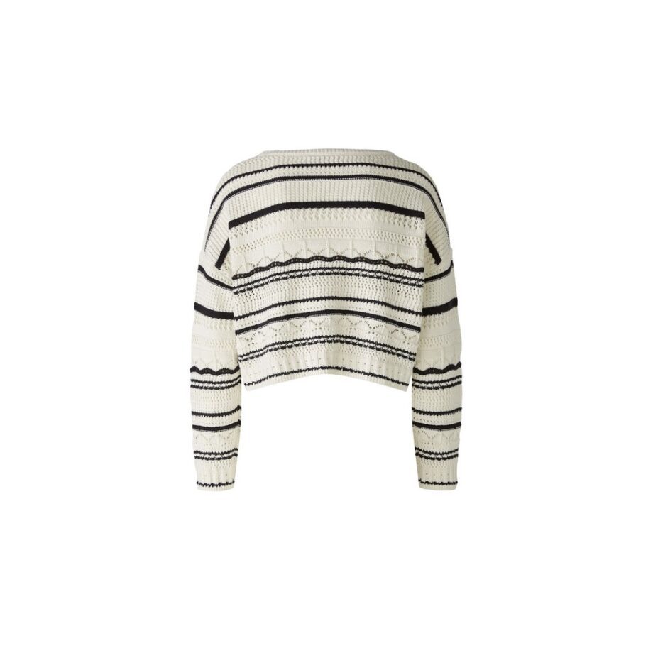 Oui 89058 Pullover Strickpullover offwhite black