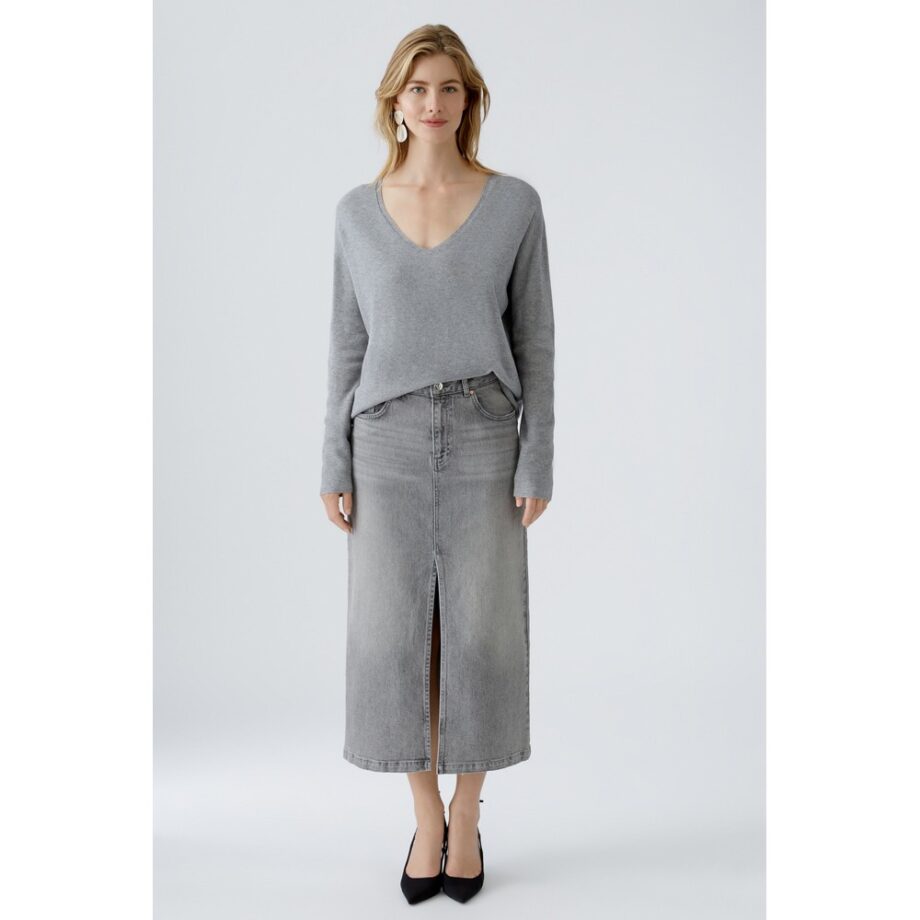 Oui 88979 MIDIROCK Jeansrock grey denim