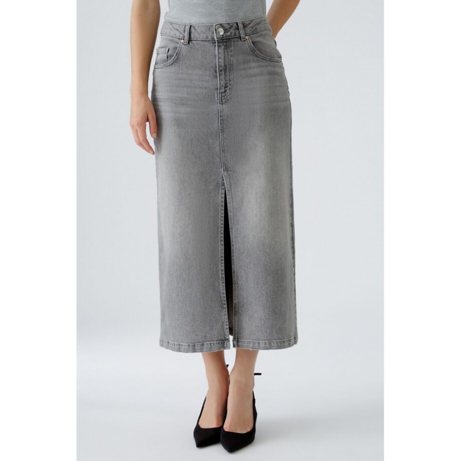 Oui 88979 MIDIROCK Jeansrock grey denim