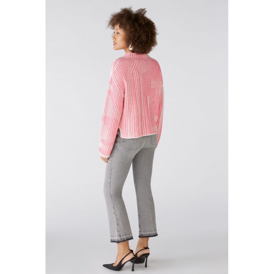 Oui 89592 Pullover pink white