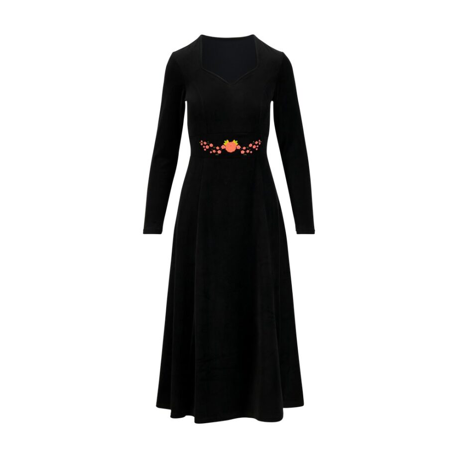 Blutsgeschwister 001243-430-1283 Midikleid Velvet Glamour Heart fairytale of the crane black