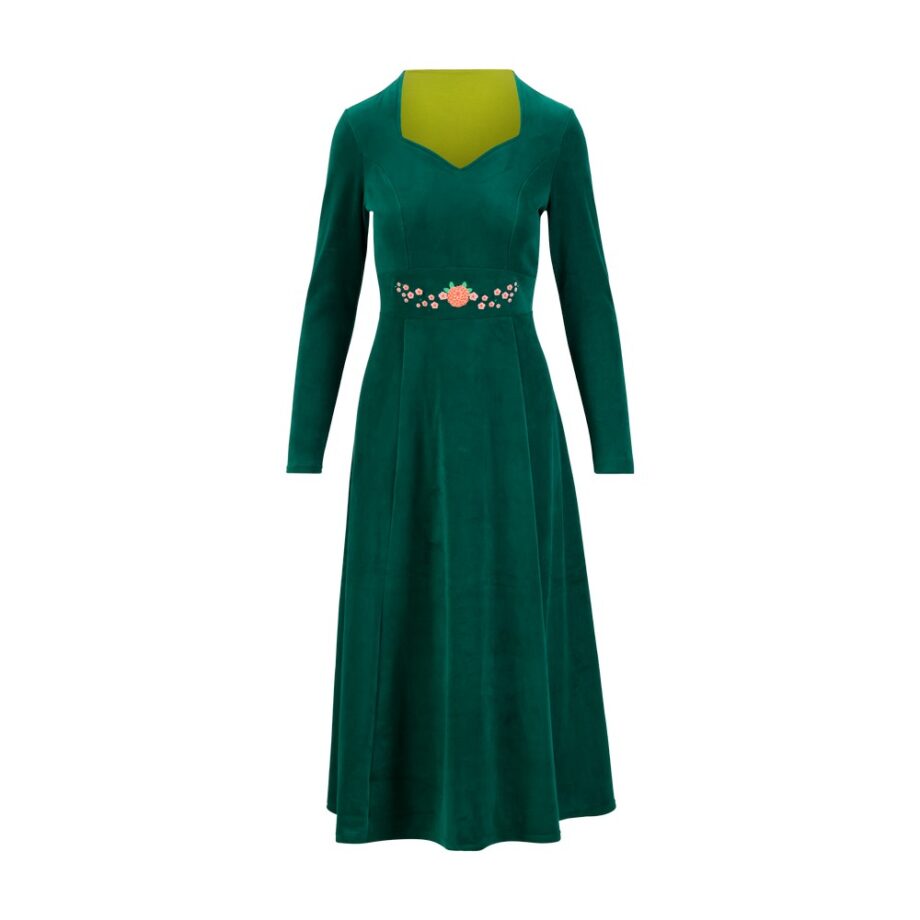 Blutsgeschwister 001243-430-1284 Midikleid Velvet Glamour Heart fairytale waterlily green