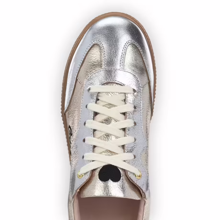 Crickit OPHELIA Sneaker Turnschuh low aus Leder in Metallic Silber und Platin