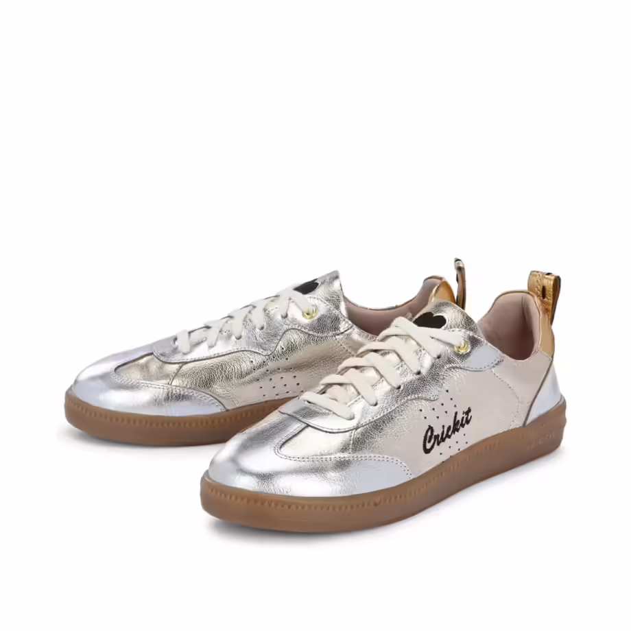 Crickit OPHELIA Sneaker Turnschuh low aus Leder in Metallic Silber und Platin
