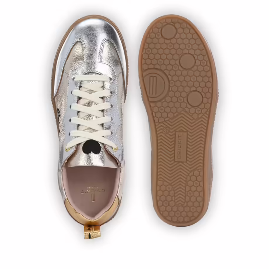 Crickit OPHELIA Sneaker Turnschuh low aus Leder in Metallic Silber und Platin