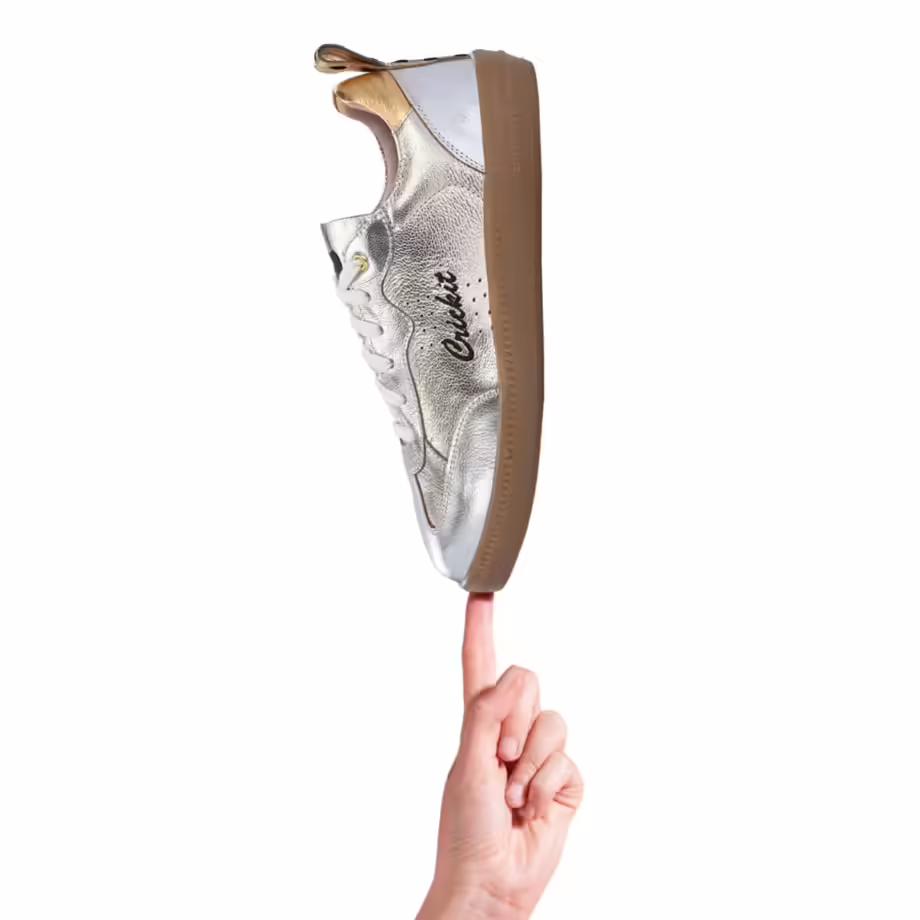 Crickit OPHELIA Sneaker Turnschuh low aus Leder in Metallic Silber und Platin