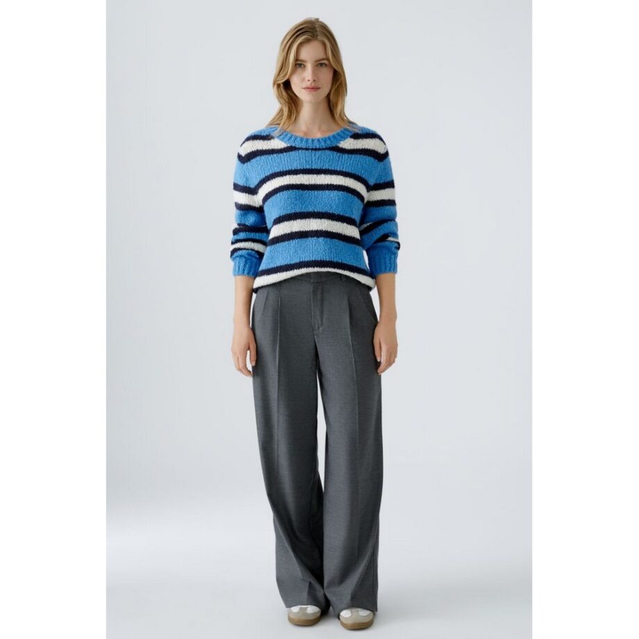 Oui 89937 Pullover Sweater blue white multi