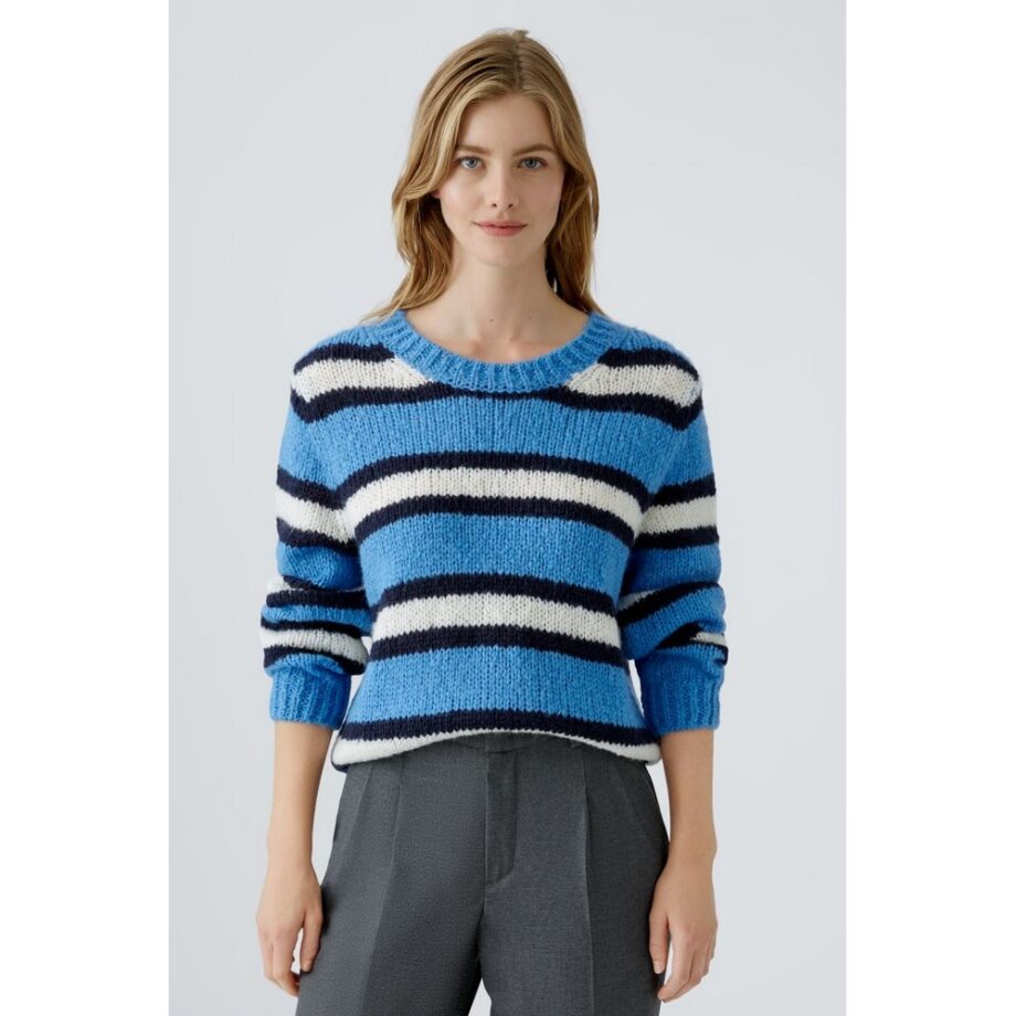 Oui 89937 Pullover Sweater blue white multi