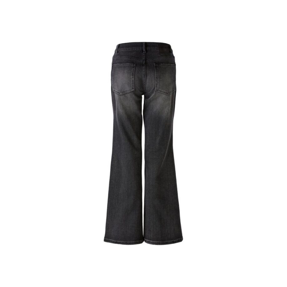 Oui 90006 Jeanshose Jeans RELAXED FLARED Mid Waist, flared, full length dark grey denim