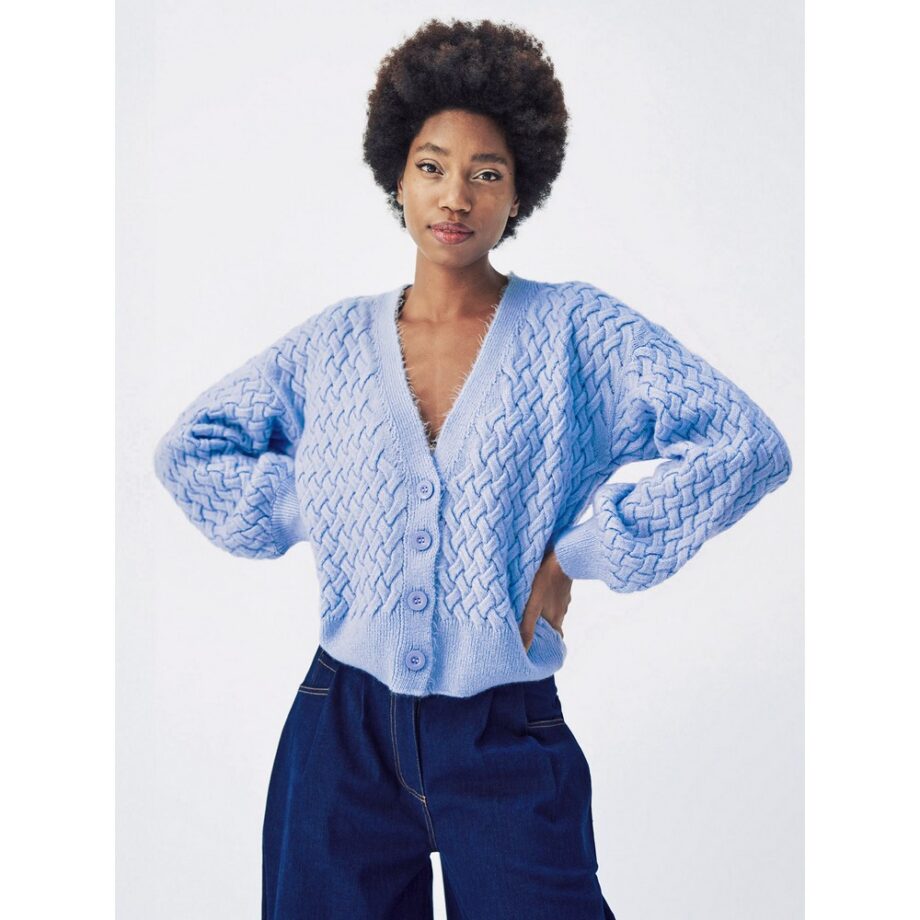 Mademoiselle Yeye 42308 Cardigan aus flauschigem Grobstrick Heavenly Cardigan cornflower blue