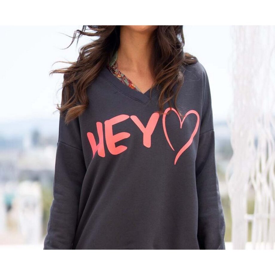Miss Goodlife MG9969 V-Neck Hey! antracite / pink