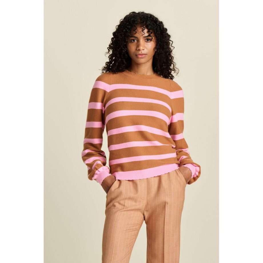 Pom Amsterdam SP7941 PULLOVER striped sugar brown