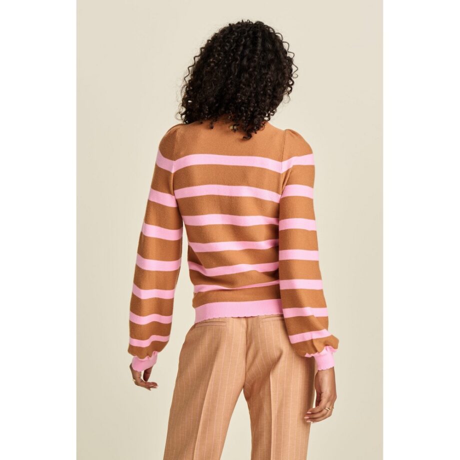 Pom Amsterdam SP7941 PULLOVER striped sugar brown