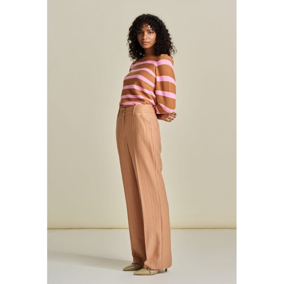 Pom Amsterdam SP7941 PULLOVER striped sugar brown