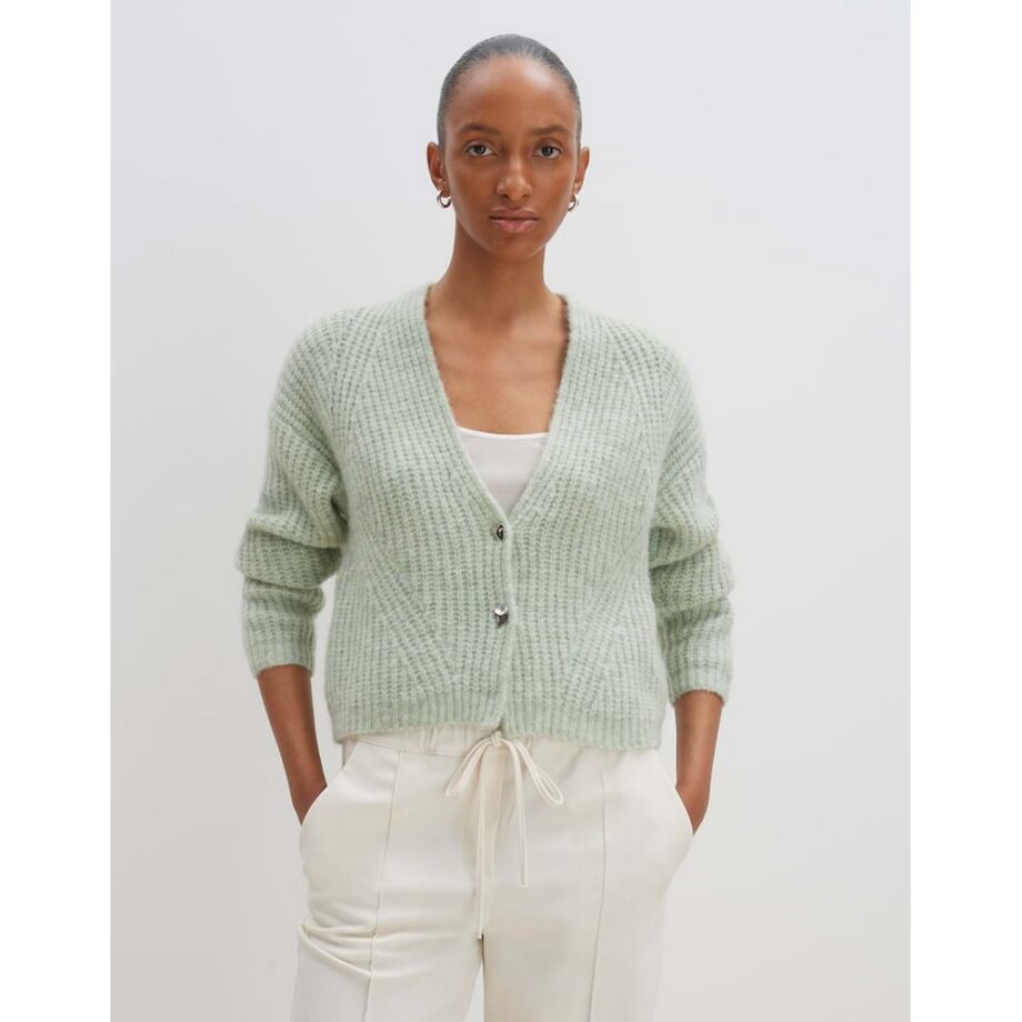 Someday grobe Strickjacke TRIYA Regular mit Wolle pale jade