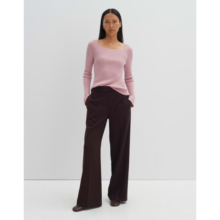 Someday Hose klassische Anzughose CATSBY Wide aus Viskose Mix plum