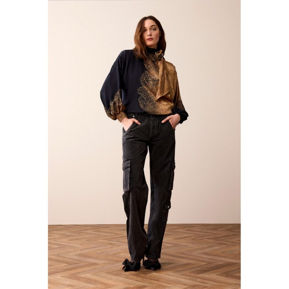 Summum 2s3213 Blusetop Blouse schwarz gold multi