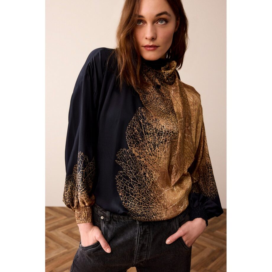 Summum 2s3213 Blusetop Blouse schwarz gold multi