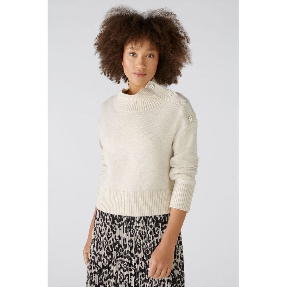 Oui 89178 Pullover mit Schmuckknöpfen