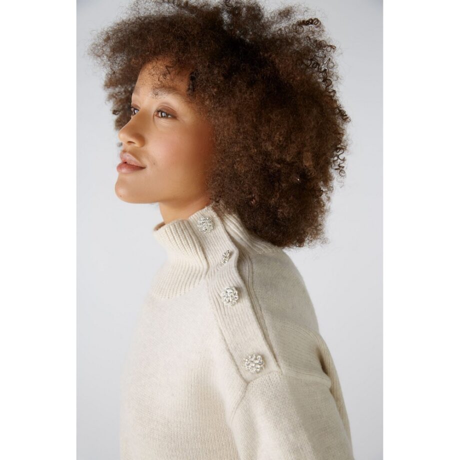 Oui 89178 Pullover mit Schmuckknöpfen