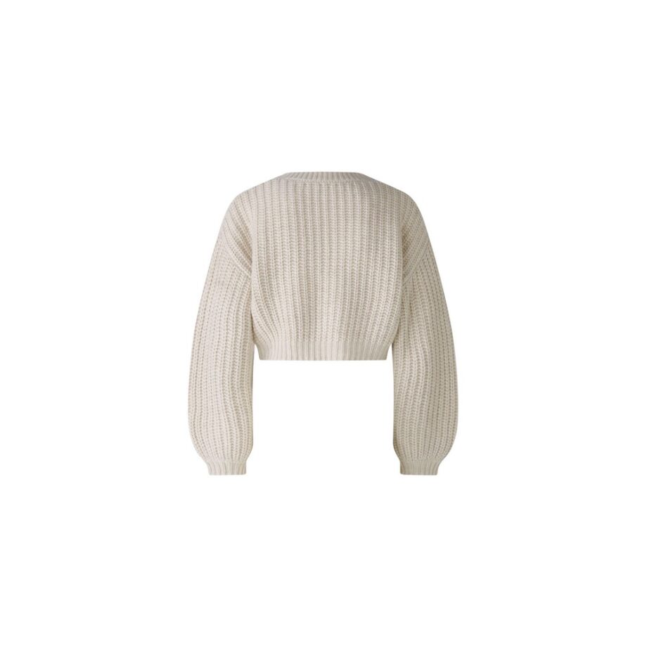 Oui 89795 kurze Strickjacke mit Wolle offwhite