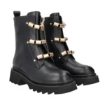 Tosca Blu Stiefelette Biker Boots BLACK SHASTA LEATHER ANKLE BOOT WITH GOLDEN ACCESSORY