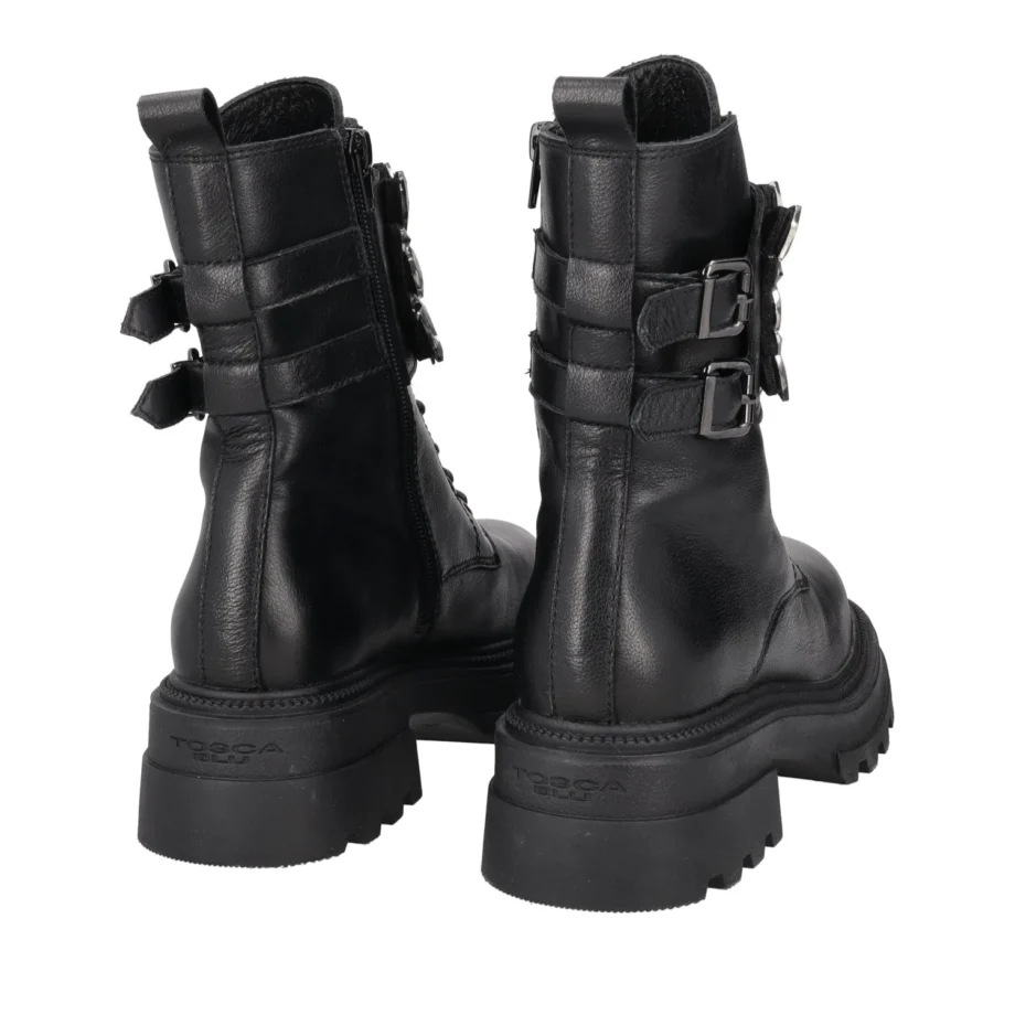 Tosca Blu Stiefelette Biker Boots BLACK SUNVALLEY LACED BIKER WITH JEWEL FLOWER