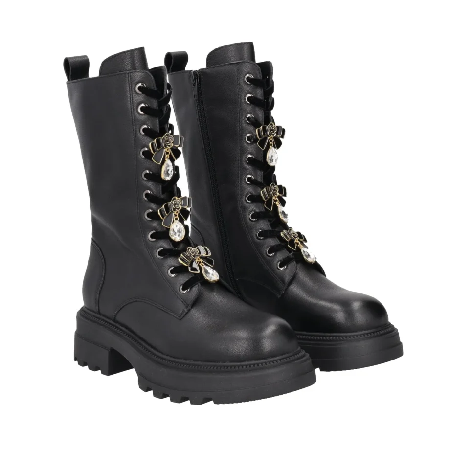 Tosca Blu Stiefelette Biker Boots BLACK SUNVALLEY LEATHER LACED BOOTS