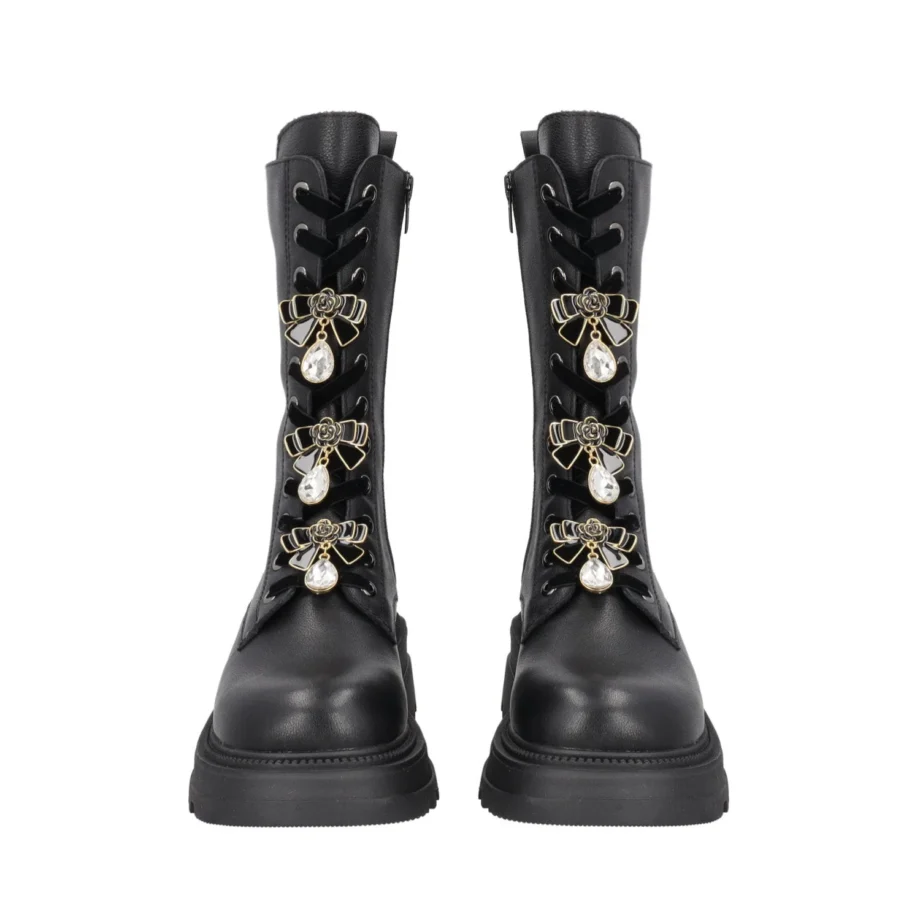 Tosca Blu Stiefelette Biker Boots BLACK SUNVALLEY LEATHER LACED BOOTS