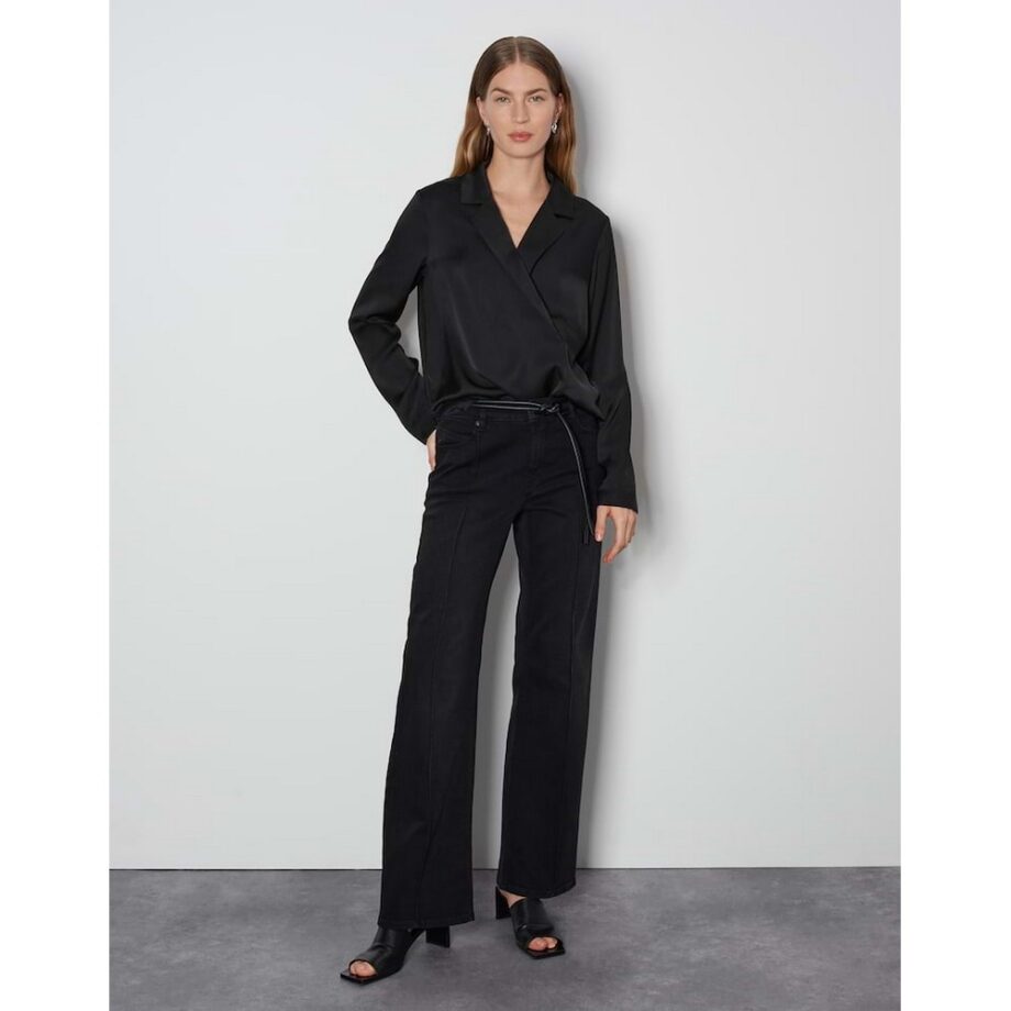 Someday Long Flared Jeans CARIE LINE Mid Rise mit Biese dusty black