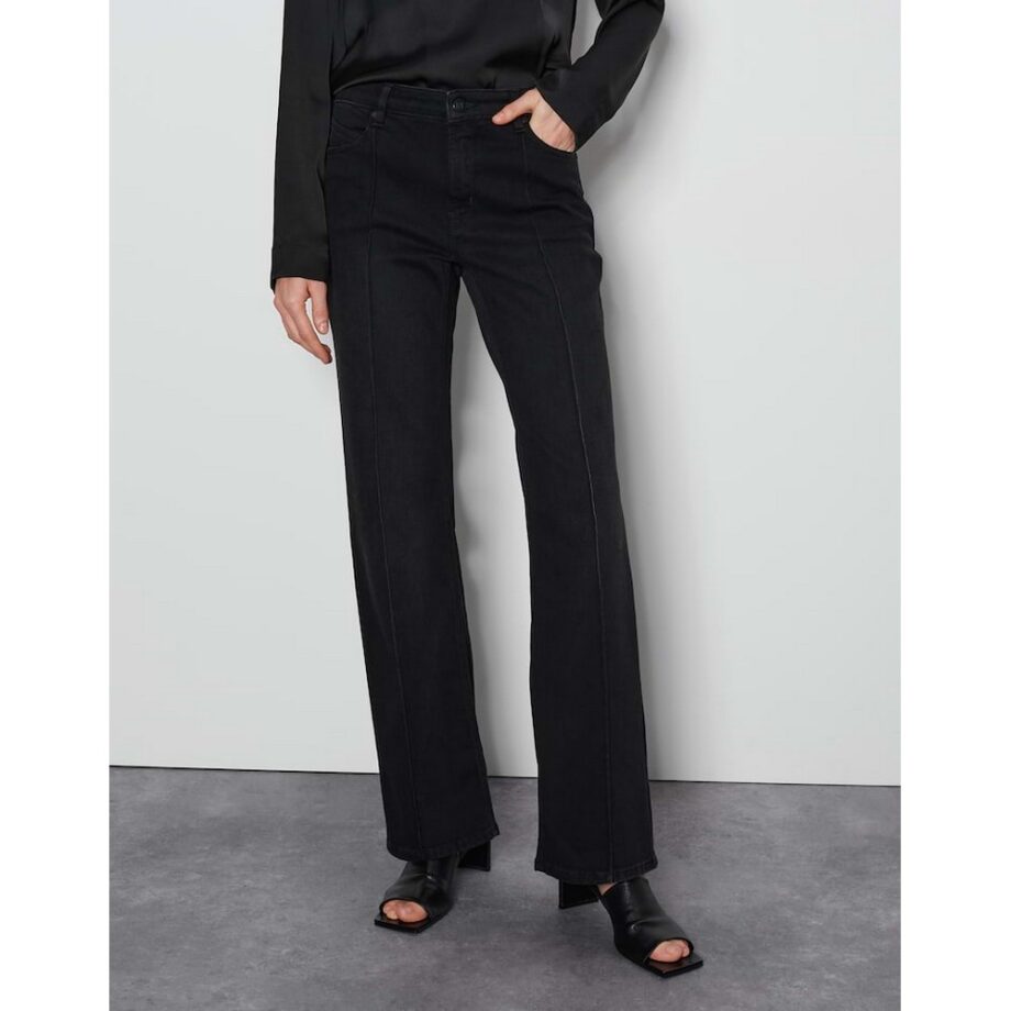 Someday Long Flared Jeans CARIE LINE Mid Rise mit Biese dusty black