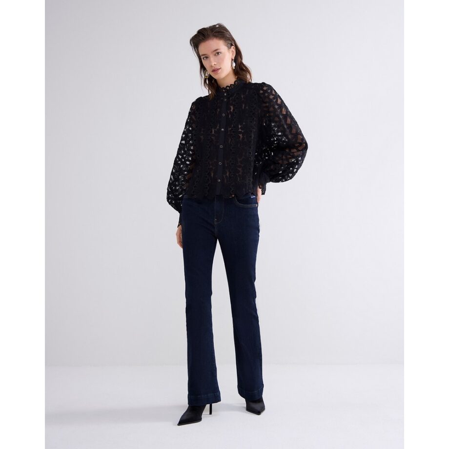 Summum  2S3191 Bluse gewebte Spitze schwarz