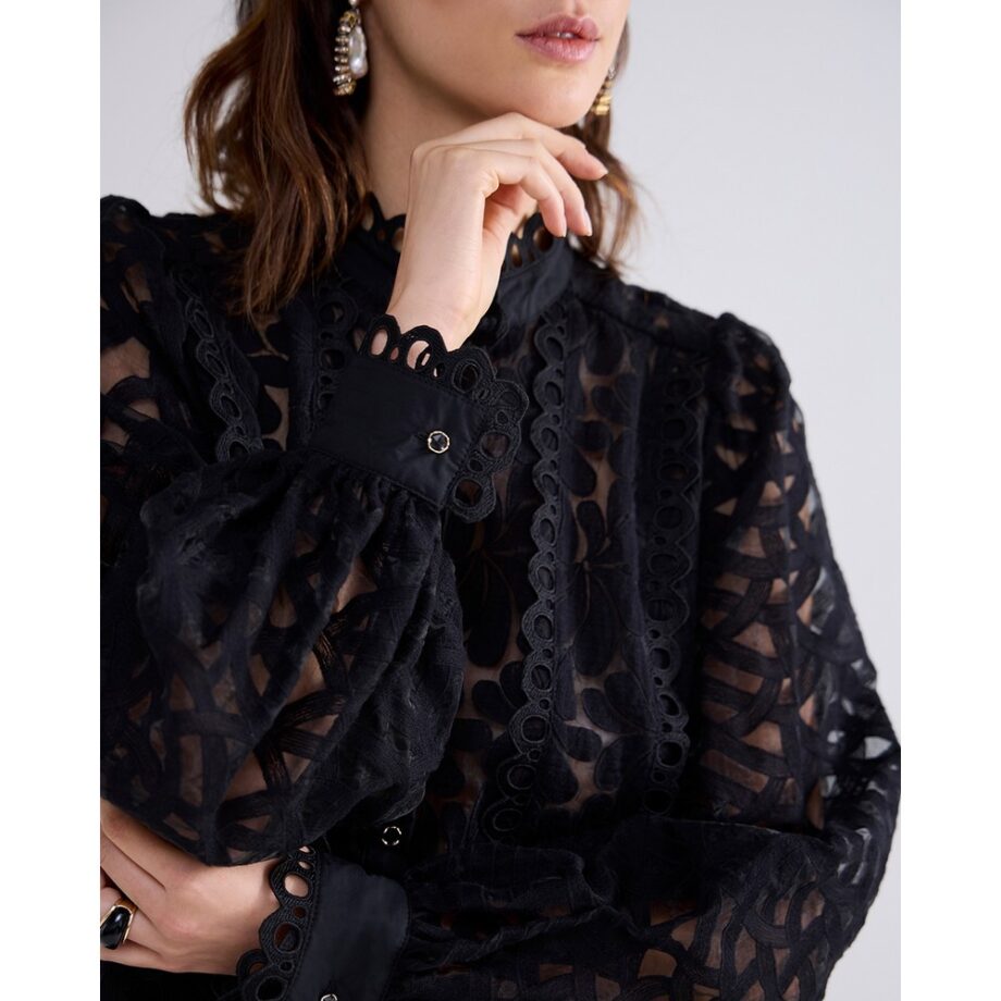 Summum  2S3191 Bluse gewebte Spitze schwarz