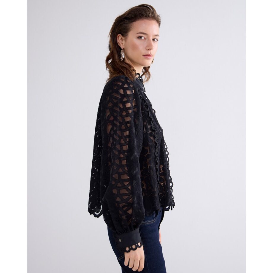 Summum  2S3191 Bluse gewebte Spitze schwarz