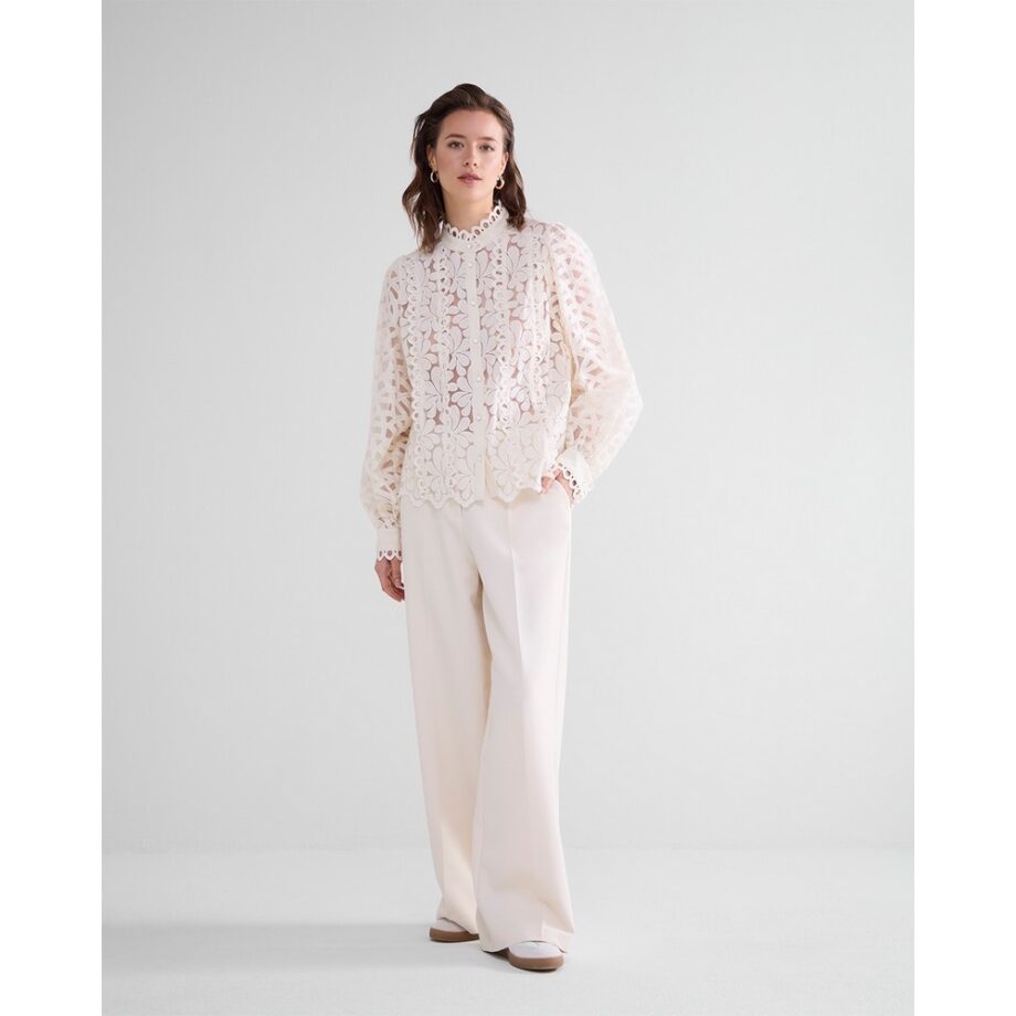 Summum  2S3191 Bluse gewebte Spitze creme