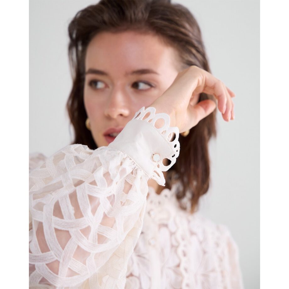 Summum  2S3191 Bluse gewebte Spitze creme