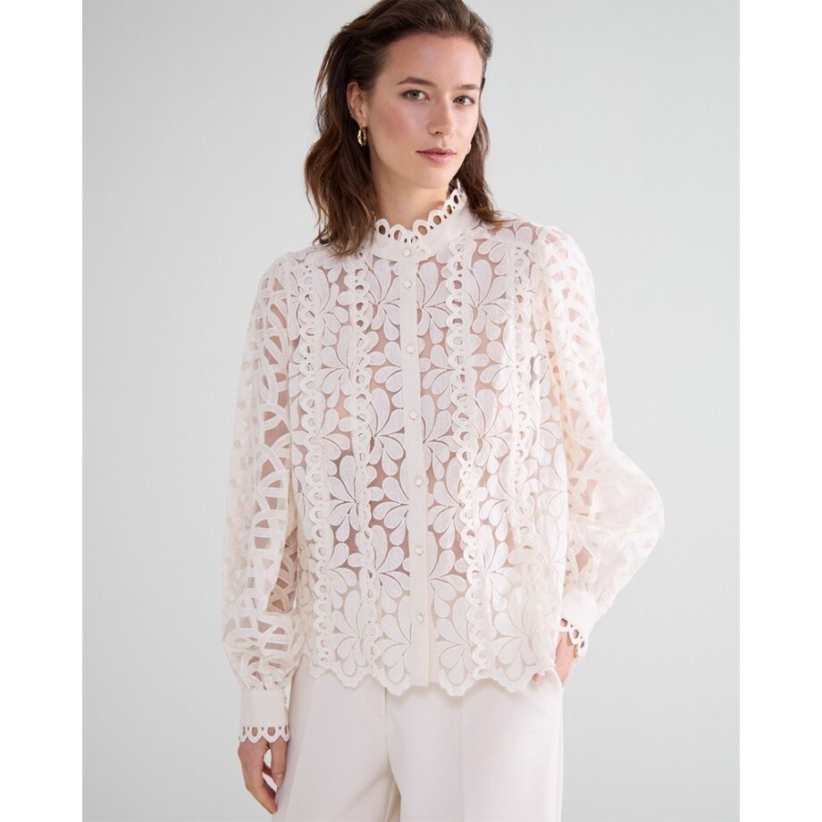 Summum  2S3191 Bluse gewebte Spitze creme