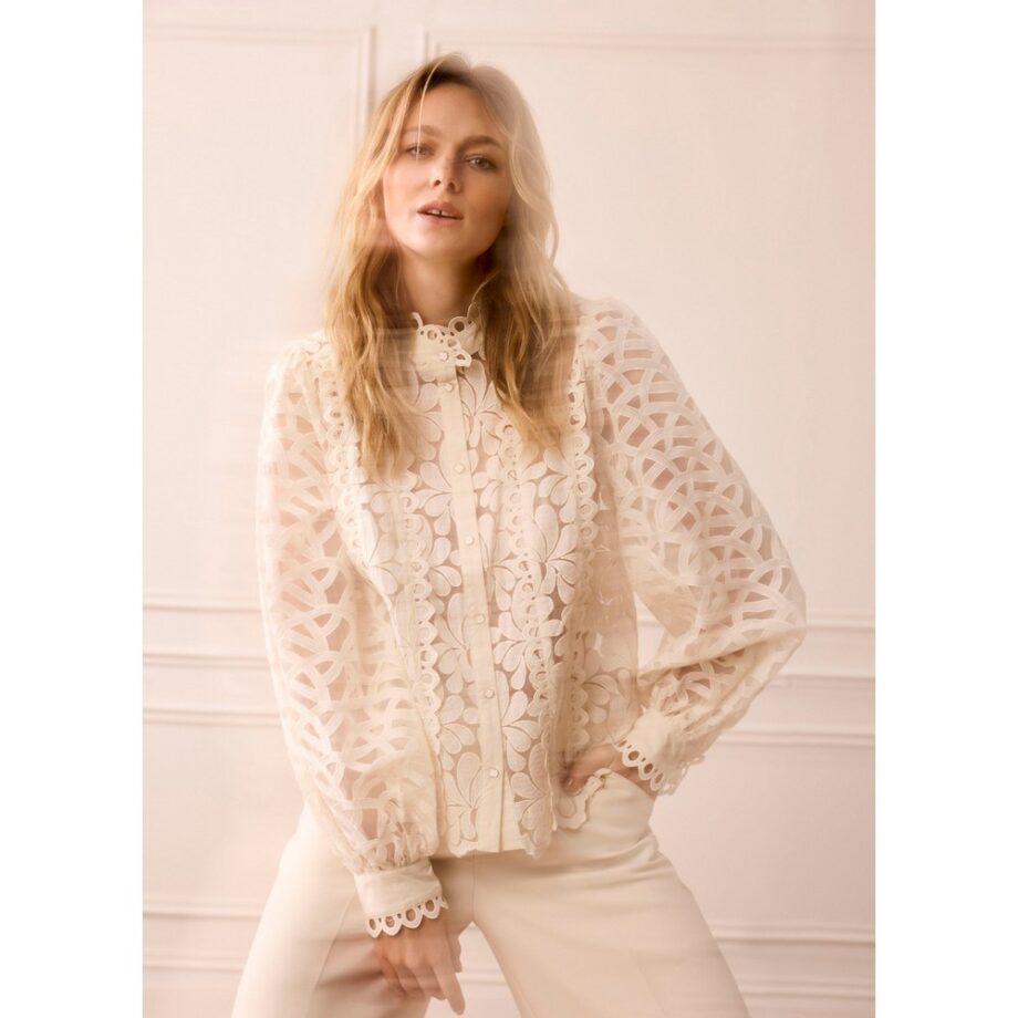 Summum  2S3191 Bluse gewebte Spitze creme