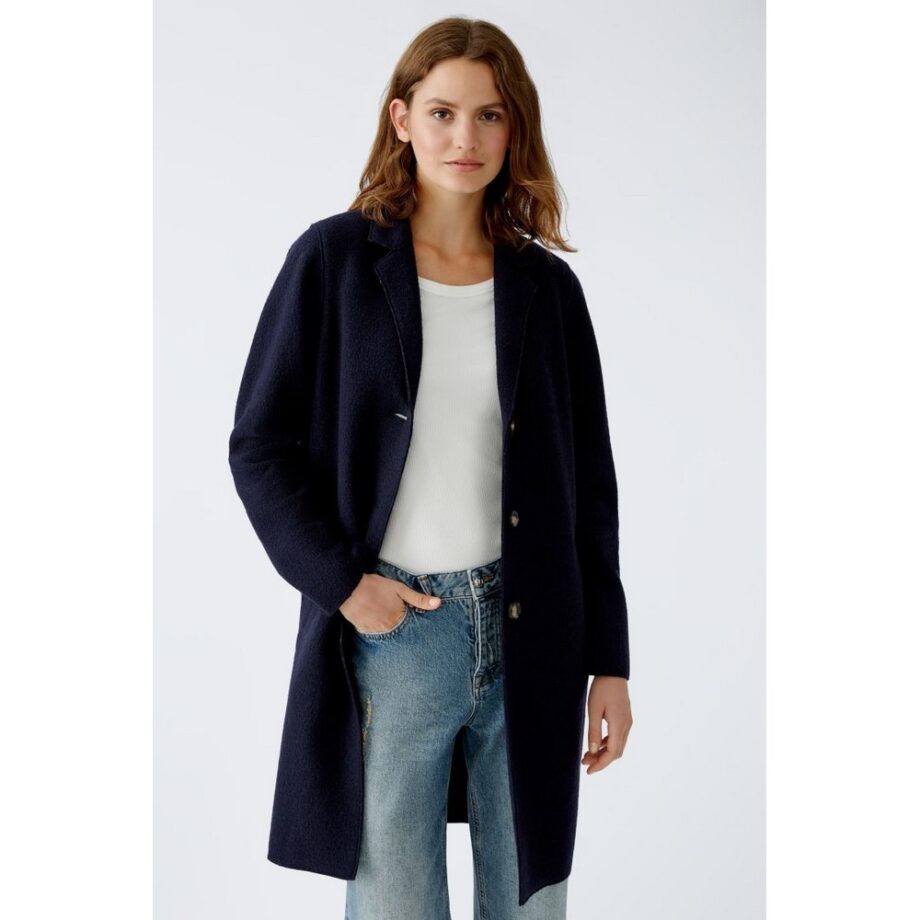 Oui 79918 Mantel Wollmantel MAYSON dark blue reine Schurwolle