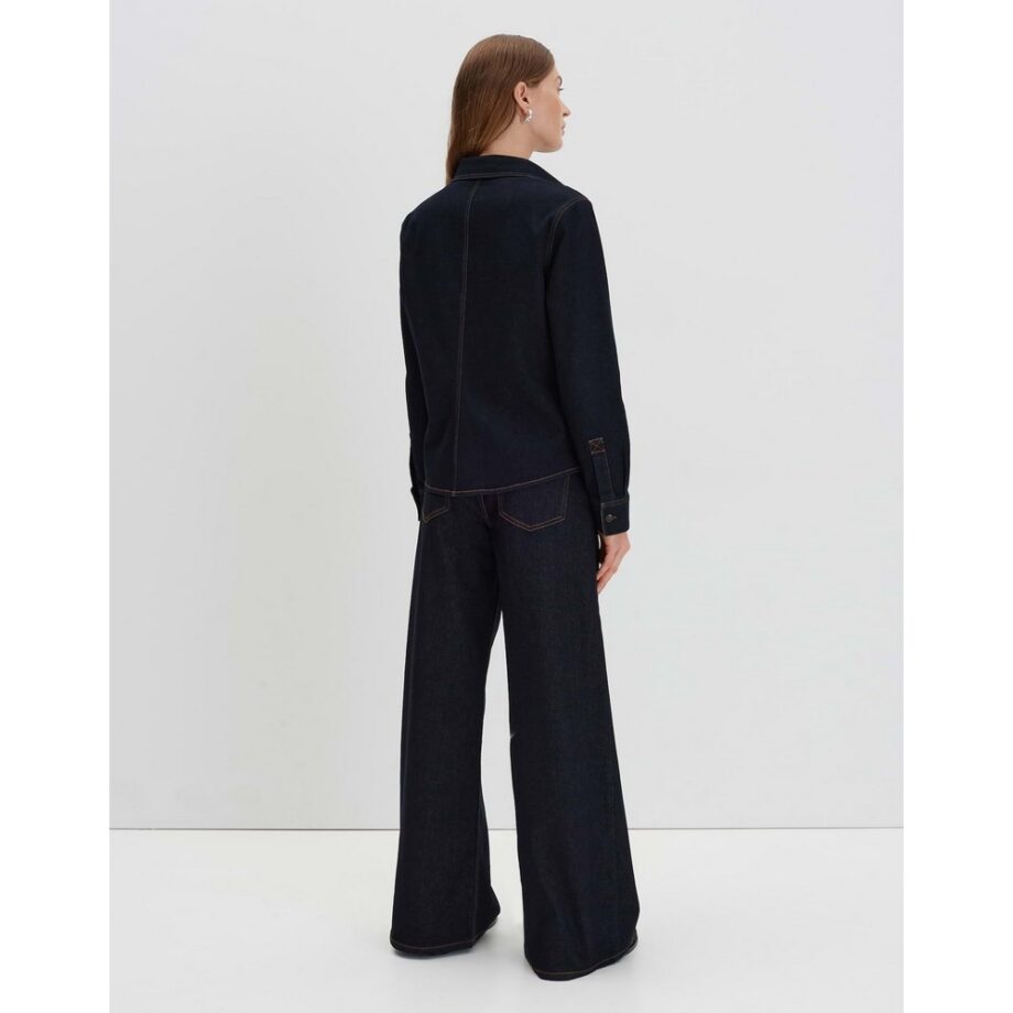 Someday Langarmbluse ZENIMA Slim aus elatischem Denim dark rinsed blue Pre-Spring